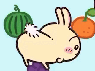 Cartoon Rabbit Next To Bunch Of Fruit GIF