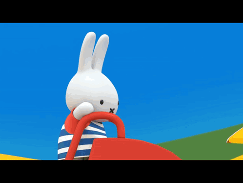 Cartoon Rabbit Next to Orange Bear with Sunglasses and Yellow Umbrella