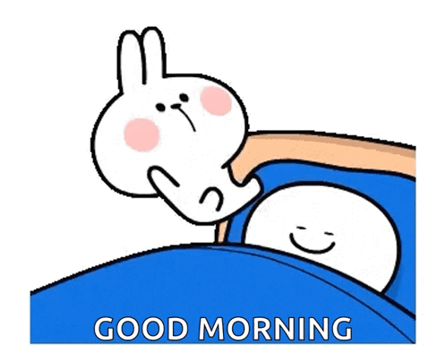 Cartoon Rabbit Petting Another Good Morning