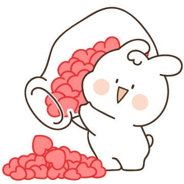 Cartoon Rabbit Pouring Hearts from Cup