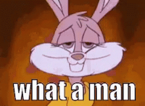 Cartoon Rabbit Saying What a Man