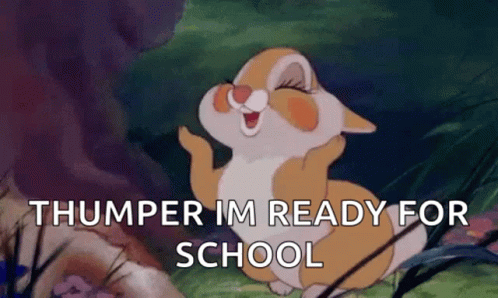 Cartoon Rabbit Sitting in Grass Thumper Im Ready For School