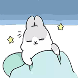Cartoon Rabbit Sleeping on Bed