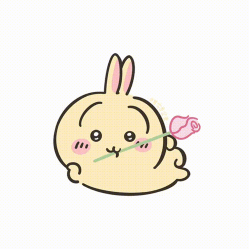 Cartoon Rabbit Smiling In Field GIF