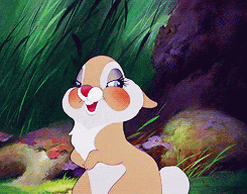 Cartoon Rabbit Smiling in Grass