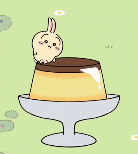 Cartoon Rabbit Standing on Pudding