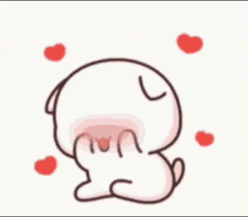 Cartoon Rabbit Surrounded By Red Hearts GIF
