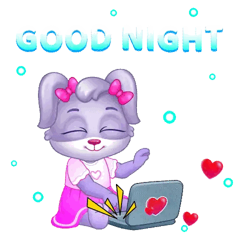 Cartoon Rabbit Typing Good Night