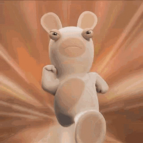 Cartoon Rabbit With Big Eyes Running Through Lit Tunnel