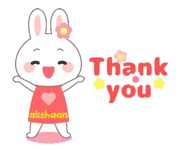 Cartoon Rabbit With Flower Saying Thank You