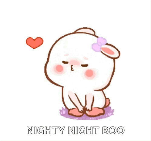 Cartoon Rabbit with Heart and Nighty Night Boo
