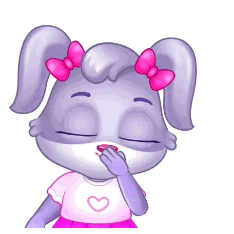 Cartoon Rabbit with Pink Bow Holding Heart