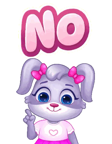 Cartoon Rabbit with Pink Bow Saying No