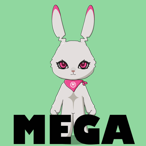Cartoon Rabbit With Pink Scarf Saying Mega