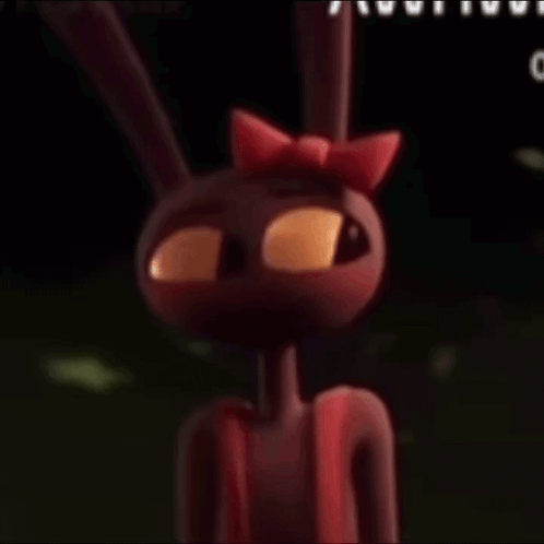 Cartoon Rabbit With Red Bow Looking at Camera