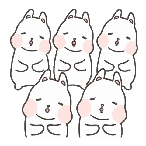 Cartoon Rabbits With Eyes Closed and Mouths Open