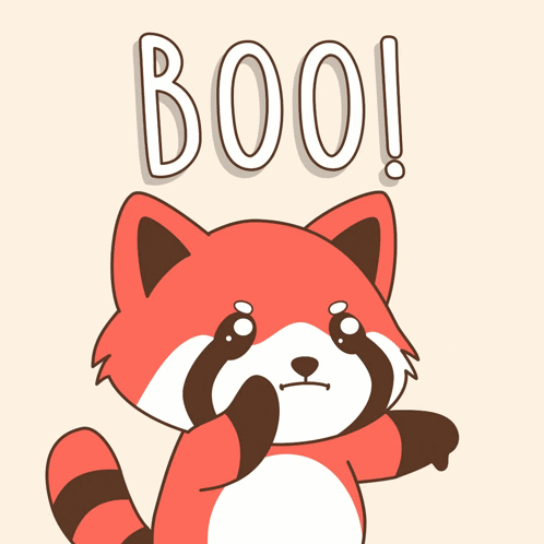 Cartoon Raccoon Saying Boo
