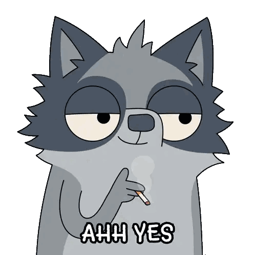 Cartoon Raccoon Smoking Cigarette Saying Ahh Yes