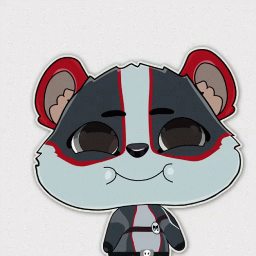 Cartoon Raccoon With Skull on Belt