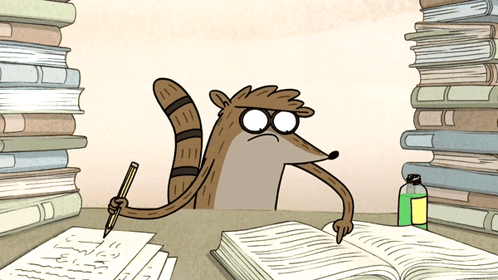Cartoon Raccoon Writing on Paper With Pencil