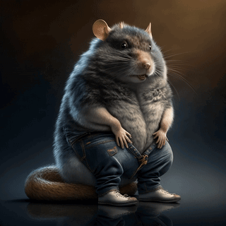 Cartoon Rat in Jeans and Sneakers
