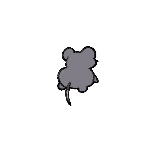 Cartoon Rat with Long Tail