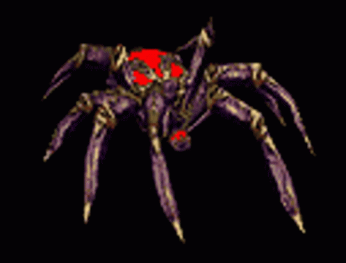 Cartoon Red And Purple Scary Spider GIF