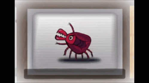Cartoon Red Bug With Big Mouth
