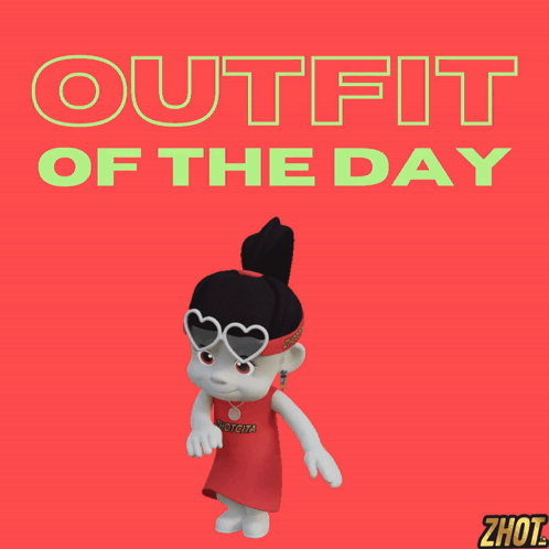 Cartoon Red Dress Heart Sunglasses Says OOTD