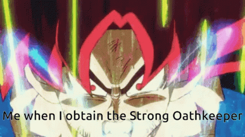 Cartoon Red-Haired Man Saying Me When I Obtain the Strong Oathkeeper