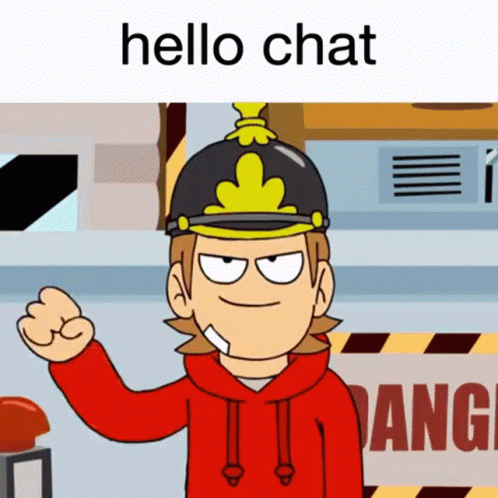 Cartoon Red Hoodie Black Hat Saying Hello Chat