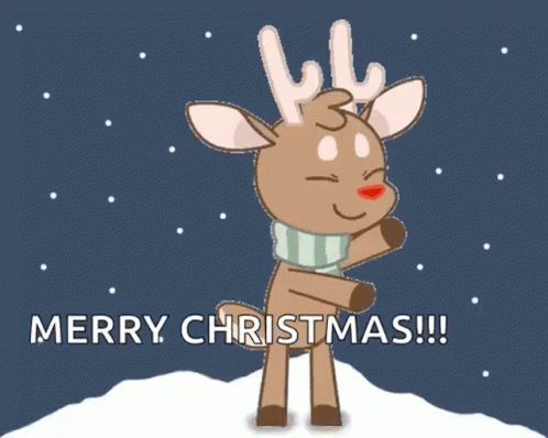 Cartoon Reindeer Says Merry Christmas