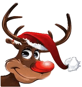 Cartoon Reindeer Wearing Santa Hat