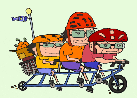 Cartoon Riding Bike Together GIF
