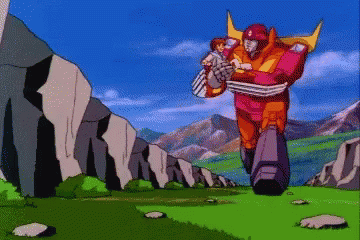 Cartoon Robot Holding Baby