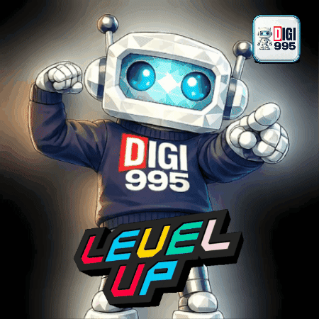 Cartoon Robot in Digi 995 Level Up Sweater