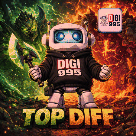Cartoon Robot in Digi 995 Top Diff Hoodie