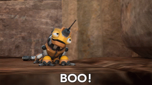 Cartoon Robot Lying On Ground Boo GIF