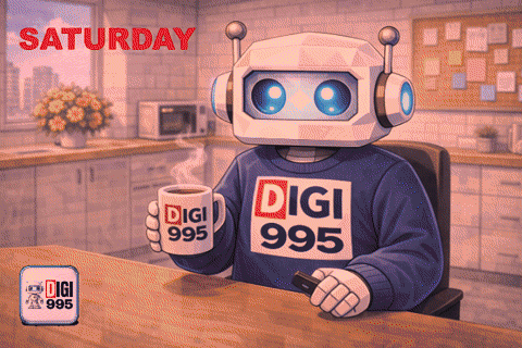 Cartoon Robot Saying Happy Saturday GIF