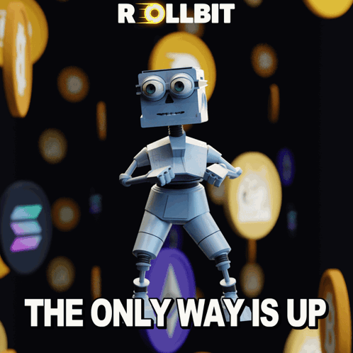 Cartoon Robot Saying The Only Way Is Up GIF