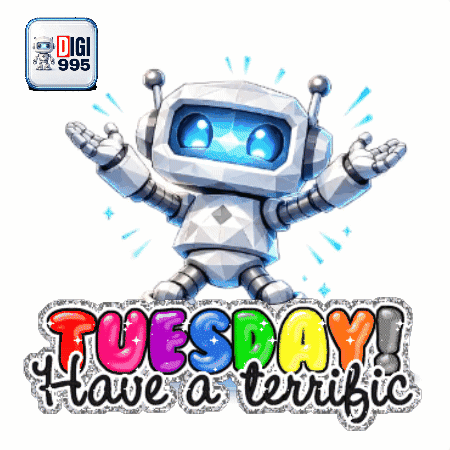 Cartoon Robot Tuesday Have a Terrific