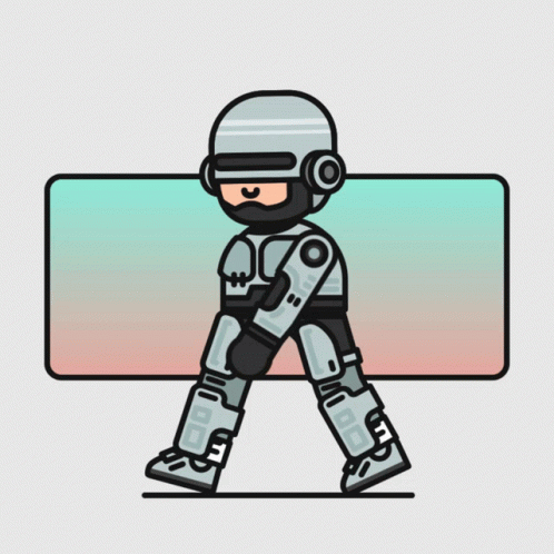 Cartoon Robot Wearing Helmet and Headphones