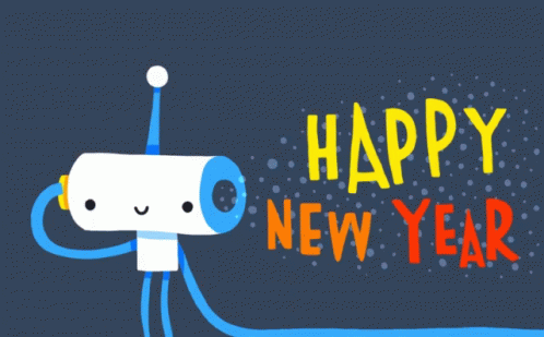Cartoon Robot With Blue Arms and White Head
