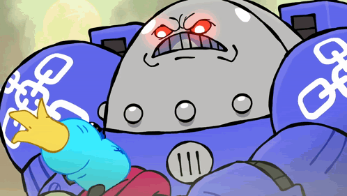 Cartoon Robot With Go on Its Arms