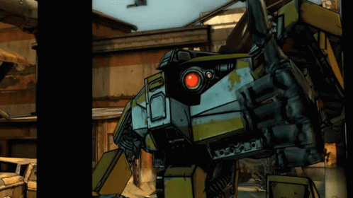 Cartoon Robot With Red Eye And Number 10 GIF