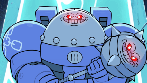 Cartoon Robot With Red Eyes and Number 111 on Chest
