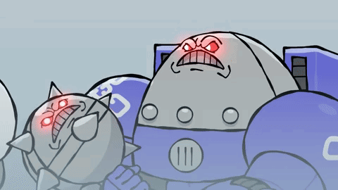 Cartoon Robot With Red Eyes Saying IIII