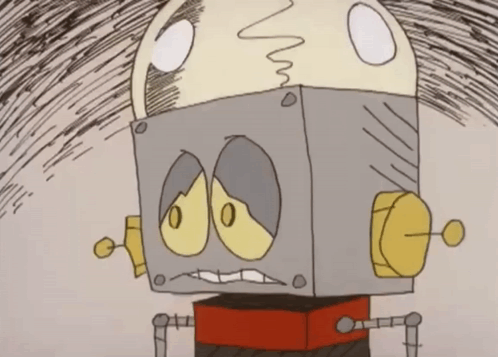 Cartoon Robot With Sad Look GIF