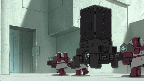 Cartoon Robot With Skull On Chest