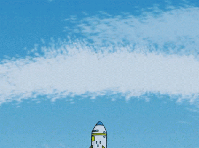 Cartoon Rocket Launch Monkey GIF